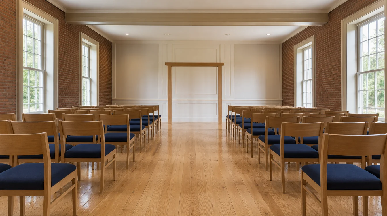 Individual ceremony chairs and an open aisle in a Massachusetts venue