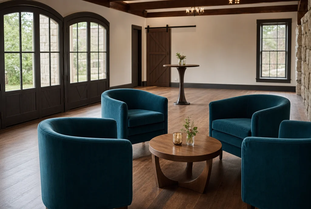 Cocktail and lounge furniture arranged for guests at a Tennessee venue.